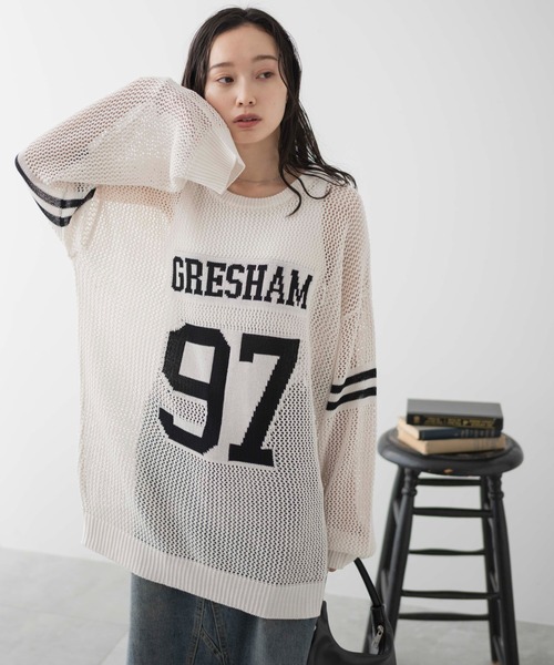 セール】WEGO/ロゴメッシュジャガードニット（ニット/セーター