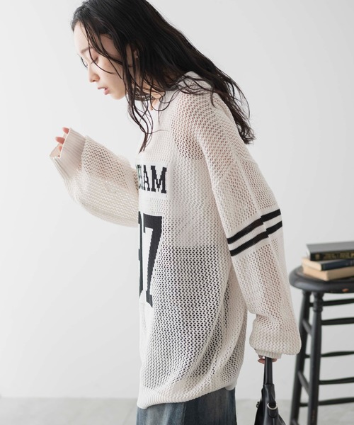 WEGO（ウィゴー）の「WEGO/ロゴメッシュジャガードニット（ニット/セーター・レディース・ブラック/オフホワイト/その他1・FREE）」の18枚目の写真