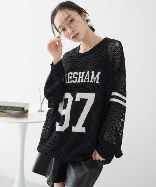 WEGO（ウィゴー）の「WEGO/ロゴメッシュジャガードニット