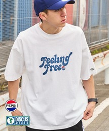 PEPSI | 【DISCUS ATHLETIC×PEPSI】コラボ ヴィンテージライクプリントデザイン ロゴ刺繍 オーバーサイズ半袖Tシャツ(Tシャツ/カットソー)
