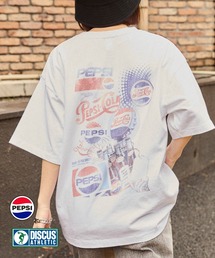 【DISCUS ATHLETIC×PEPSI】コラボ ヴィンテージライクプリントデザイン ロゴ刺繍 オーバーサイズ半袖Tシャツ