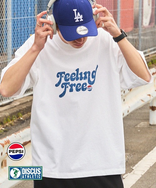 PEPSI（ペプシ）の「【DISCUS ATHLETIC×PEPSI】コラボ ヴィンテージライクプリントデザイン ロゴ刺繍 オーバーサイズ半袖Tシャツ（Tシャツ/カットソー・メンズ・アイボリー系/ホワイト系3/ホワイト系1/ホワイト系2/アイボリー系2/アイボリー系3/ホワイト/アイボリー系1・M/L）」の9枚目の写真