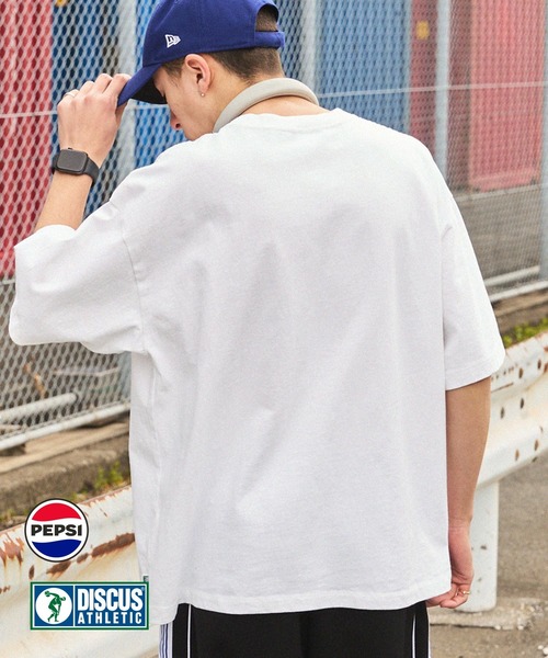 PEPSI（ペプシ）の「【DISCUS ATHLETIC×PEPSI】コラボ ヴィンテージライクプリントデザイン ロゴ刺繍 オーバーサイズ半袖Tシャツ（Tシャツ/カットソー・メンズ・アイボリー系/ホワイト系3/ホワイト系1/ホワイト系2/アイボリー系2/アイボリー系3/ホワイト/アイボリー系1・M/L）」の10枚目の写真