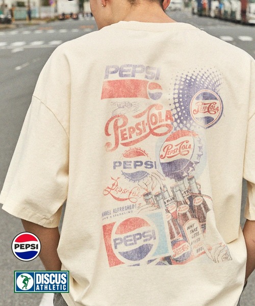 PEPSI（ペプシ）の「【DISCUS ATHLETIC×PEPSI】コラボ ヴィンテージライクプリントデザイン ロゴ刺繍 オーバーサイズ半袖Tシャツ（Tシャツ/カットソー・メンズ・アイボリー系/ホワイト系3/ホワイト系1/ホワイト系2/アイボリー系2/アイボリー系3/ホワイト/アイボリー系1・M/L）」の14枚目の写真
