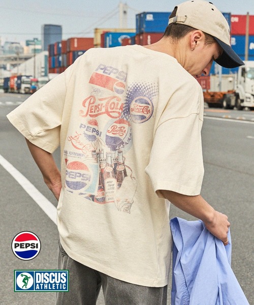 PEPSI（ペプシ）の「【DISCUS ATHLETIC×PEPSI】コラボ ヴィンテージライクプリントデザイン ロゴ刺繍 オーバーサイズ半袖Tシャツ（Tシャツ/カットソー・メンズ・アイボリー系/ホワイト系3/ホワイト系1/ホワイト系2/アイボリー系2/アイボリー系3/ホワイト/アイボリー系1・M/L）」の16枚目の写真