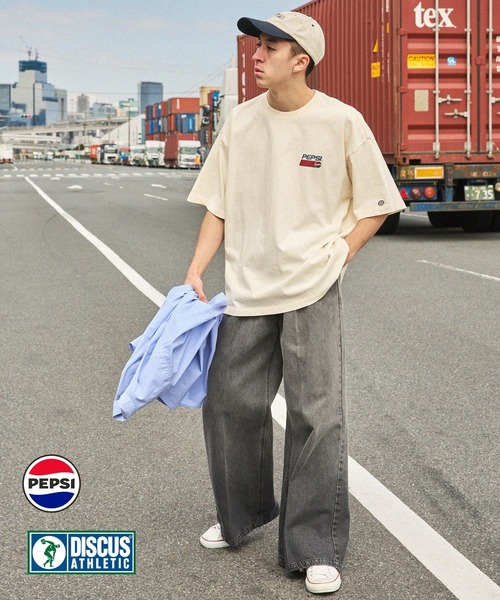 PEPSI（ペプシ）の「【DISCUS ATHLETIC×PEPSI】コラボ ヴィンテージライクプリントデザイン ロゴ刺繍 オーバーサイズ半袖Tシャツ（Tシャツ/カットソー・メンズ・アイボリー系/ホワイト系3/ホワイト系1/ホワイト系2/アイボリー系2/アイボリー系3/ホワイト/アイボリー系1・M/L）」の18枚目の写真