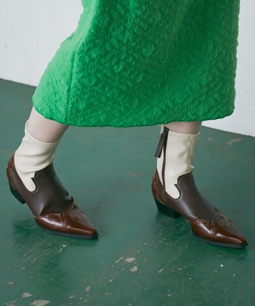 piu comoda（ピュコモダ）の「(piu comoda)ウエスタンブーツ（ブーツ・レディース・ブラウン/ブラック・37/38/36）」の2枚目の写真