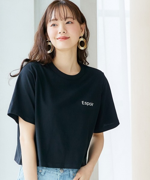 miclat（ミクラ）の「大きいサイズ　クロップドコンパクトロゴＴシャツ　miclat（Tシャツ/カットソー・レディース・ブラック/ホワイト・L/5L/4L/3L/LL）」の10枚目の写真