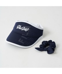 FILA GOLF（フィラゴルフ ）の「FILA GOLF/フィラゴルフ ゴルフウェア ブランド ロゴ 吸汗速乾 UVカット シュシュ付き 腰高サンバイザー 帽子 セットアイテム（サンバイザー・レディース）」