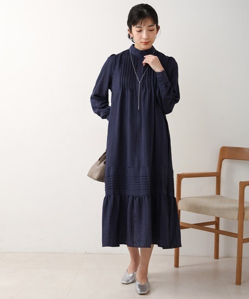 Bou Jeloud（ブージュルード）の「ハイネックシアーストライプワンピース（ワンピース・レディース・ブラック/グリーン/ネイビー・38）」の21枚目の写真