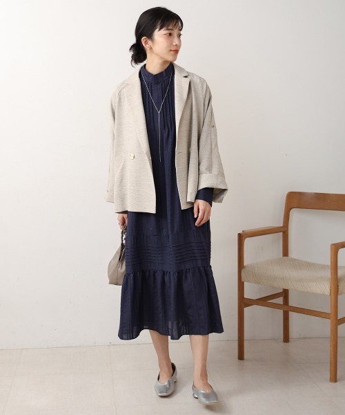 Bou Jeloud（ブージュルード）の「ハイネックシアーストライプワンピース（ワンピース・レディース・ブラック/グリーン/ネイビー・38）」の4枚目の写真