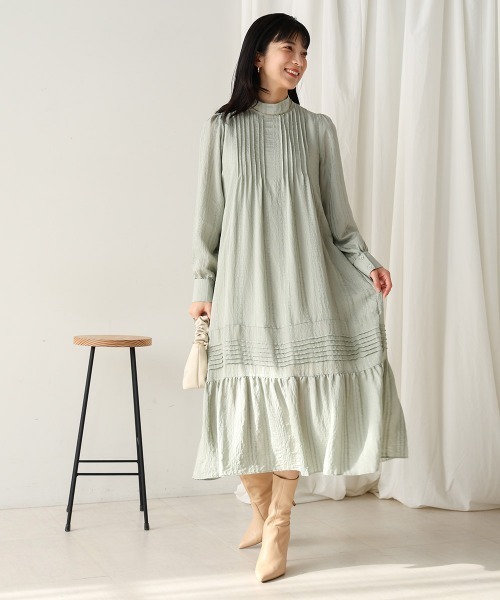 Bou Jeloud（ブージュルード）の「ハイネックシアーストライプワンピース（ワンピース・レディース・ブラック/グリーン/ネイビー・38）」の14枚目の写真