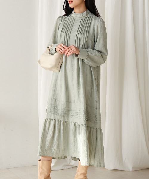 Bou Jeloud（ブージュルード）の「ハイネックシアーストライプワンピース（ワンピース・レディース・ブラック/グリーン/ネイビー・38）」の15枚目の写真