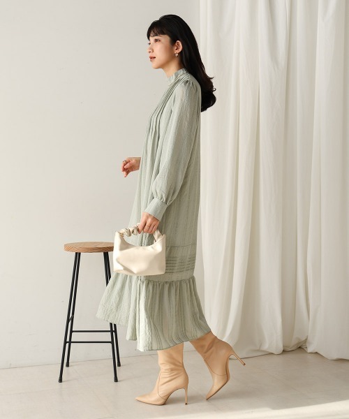 Bou Jeloud（ブージュルード）の「ハイネックシアーストライプワンピース（ワンピース・レディース・ブラック/グリーン/ネイビー・38）」の16枚目の写真