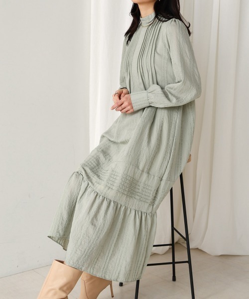 Bou Jeloud（ブージュルード）の「ハイネックシアーストライプワンピース（ワンピース・レディース・ブラック/グリーン/ネイビー・38）」の17枚目の写真