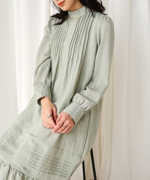 Bou Jeloud（ブージュルード）の「ハイネックシアーストライプワンピース（ワンピース・レディース・ブラック/グリーン/ネイビー・38）」の18枚目の写真