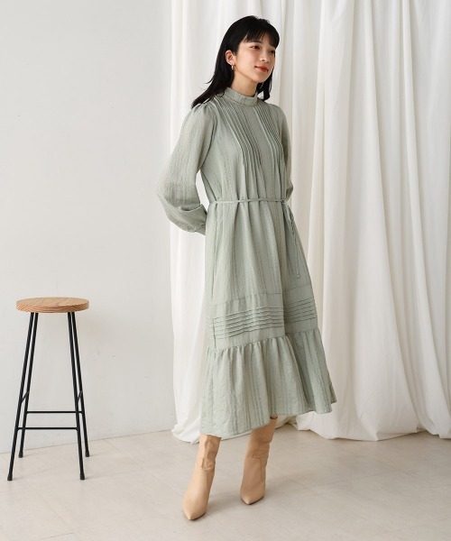 Bou Jeloud（ブージュルード）の「ハイネックシアーストライプワンピース（ワンピース・レディース・ブラック/グリーン/ネイビー・38）」の19枚目の写真