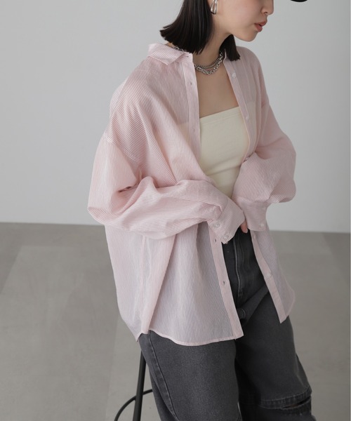 FREE'S MART（フリーズマート）の「シアーストライプオーバーシャツ（シャツ/ブラウス・レディース・ホワイト系その他/ブルー系その他2/ピンク系その他/ブルー系その他・FREE）」の11枚目の写真