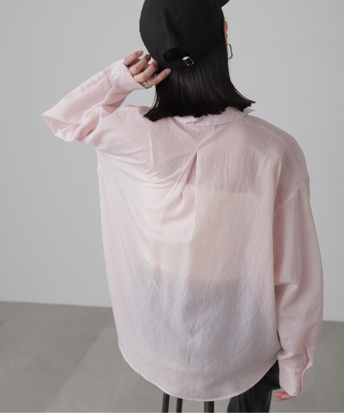 FREE'S MART（フリーズマート）の「シアーストライプオーバーシャツ（シャツ/ブラウス・レディース・ホワイト系その他/ブルー系その他2/ピンク系その他/ブルー系その他・FREE）」の12枚目の写真