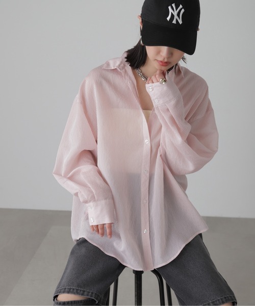 FREE'S MART（フリーズマート）の「シアーストライプオーバーシャツ（シャツ/ブラウス・レディース・ホワイト系その他/ブルー系その他2/ピンク系その他/ブルー系その他・FREE）」の13枚目の写真