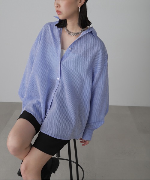 FREE'S MART（フリーズマート）の「シアーストライプオーバーシャツ（シャツ/ブラウス・レディース・ホワイト系その他/ブルー系その他2/ピンク系その他/ブルー系その他・FREE）」の22枚目の写真