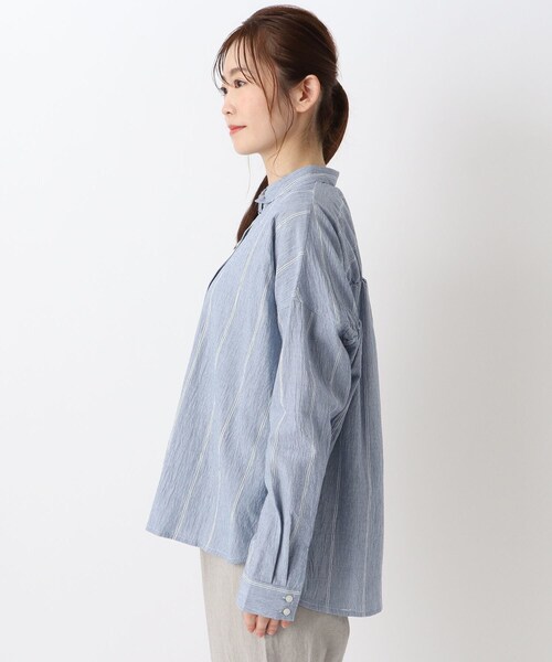 one'sterrace（ワンズテラス）の「楊柳ガーゼ 前開ブラウス（シャツ/ブラウス・レディース・ホワイト系9/ブルー系その他7/ブラック系8・02）」の5枚目の写真
