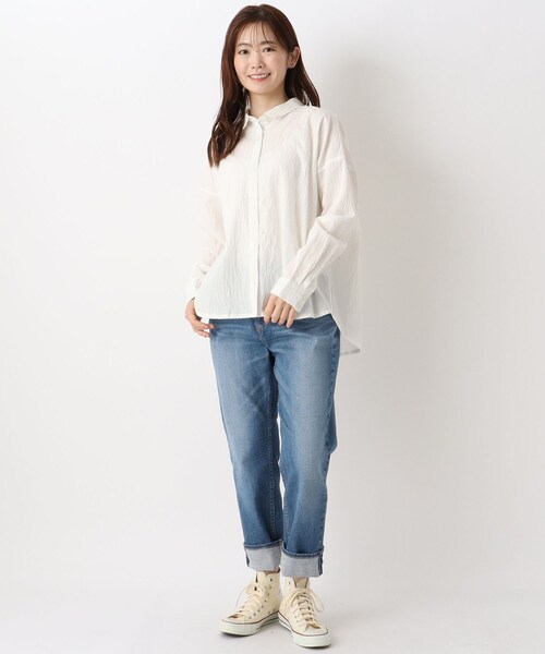 one'sterrace（ワンズテラス）の「楊柳ガーゼ 前開ブラウス（シャツ/ブラウス・レディース・ホワイト系9/ブルー系その他7/ブラック系8・02）」の12枚目の写真