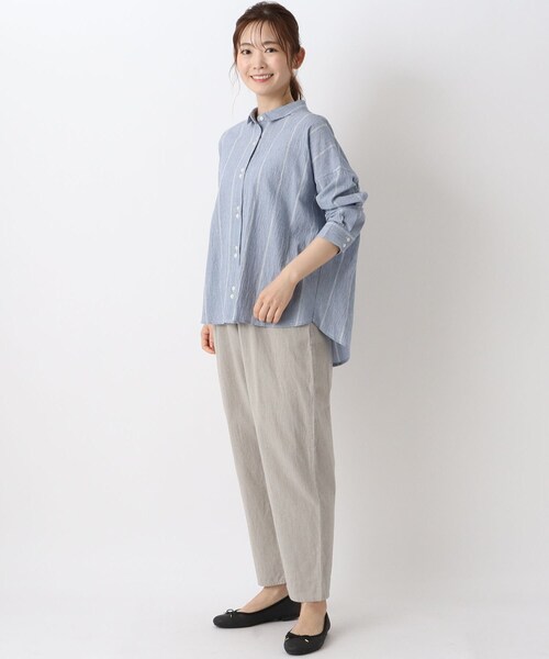 one'sterrace（ワンズテラス）の「楊柳ガーゼ 前開ブラウス（シャツ/ブラウス・レディース・ホワイト系9/ブルー系その他7/ブラック系8・02）」の16枚目の写真