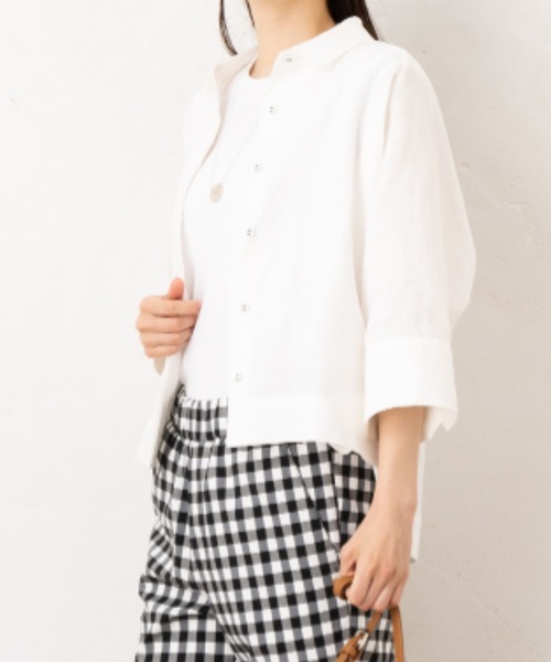 aunt lily(アントリリー)の「フレンチリネンシャツジャケット(その他アウター・レディース・ホワイト/ネイビー/カーキ・7号/15号/13号/11号/9号)」の6枚目の写真