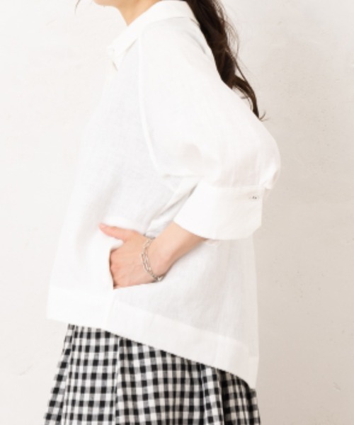 aunt lily(アントリリー)の「フレンチリネンシャツジャケット(その他アウター・レディース・ホワイト/ネイビー/カーキ・7号/15号/13号/11号/9号)」の7枚目の写真