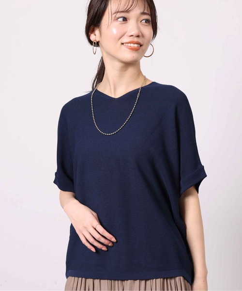 Chez toi(シェトワ)の「シャリニット5分袖プルオーバー(ニット/セーター・レディース・オフホワイト/ブルー/ブラック/レッド・FREE)」の16枚目の写真