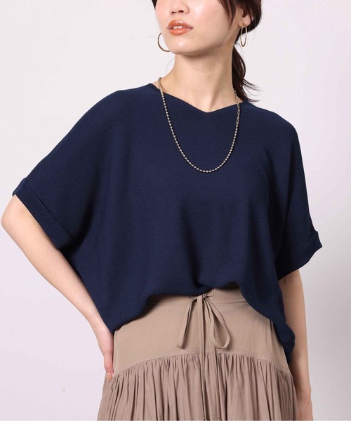 Chez toi(シェトワ)の「シャリニット5分袖プルオーバー(ニット/セーター・レディース・オフホワイト/ブルー/ブラック/レッド・FREE)」の13枚目の写真
