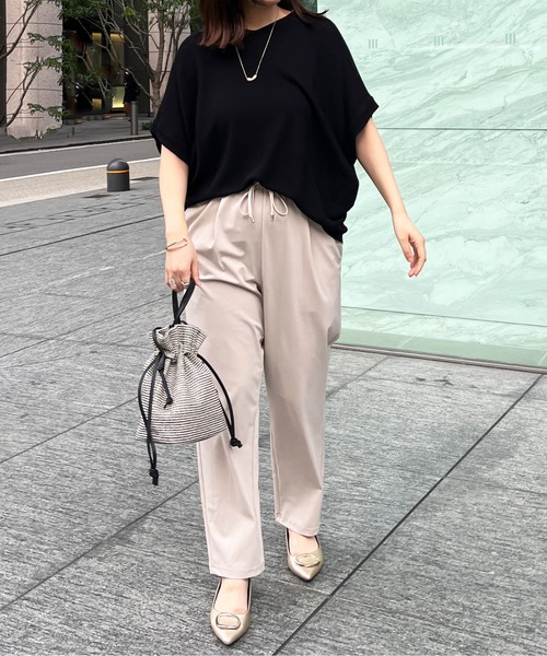 Chez toi(シェトワ)の「シャリニット5分袖プルオーバー(ニット/セーター・レディース・オフホワイト/ブルー/ブラック/レッド・FREE)」の8枚目の写真