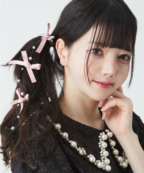 Ank Rouge(アンクルージュ)の「リボンガーランドピン(ヘアピン・レディース・ブルー/ピンク/ホワイト/ブラック/パープル/イエロー・FREE)」の6枚目の写真