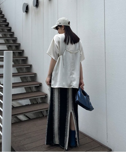 AMERI/アメリ】PEARL BUSTIER SATIN TOP/パールビスチェサテン