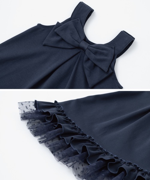 panpantutu(パンパンチュチュ)の「2wayリボンフリルワンピース(110-140cm)(ワンピース・キッズ・イエロー/ネイビー/ピンク・110cm/120cm/130cm/140cm)」の15枚目の写真