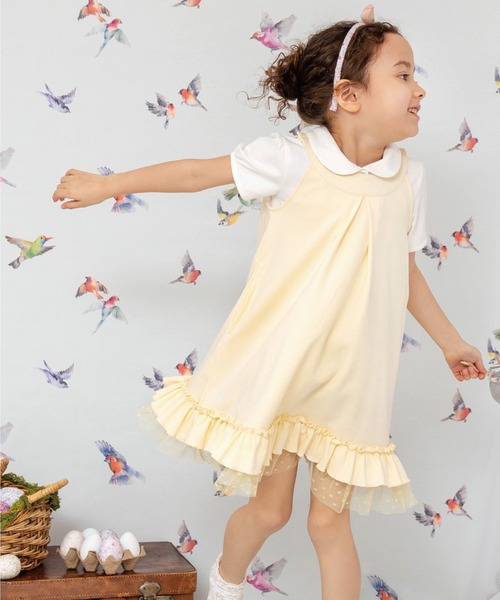 panpantutu(パンパンチュチュ)の「2wayリボンフリルワンピース(110-140cm)(ワンピース・キッズ・イエロー/ネイビー/ピンク・110cm/120cm/130cm/140cm)」の4枚目の写真