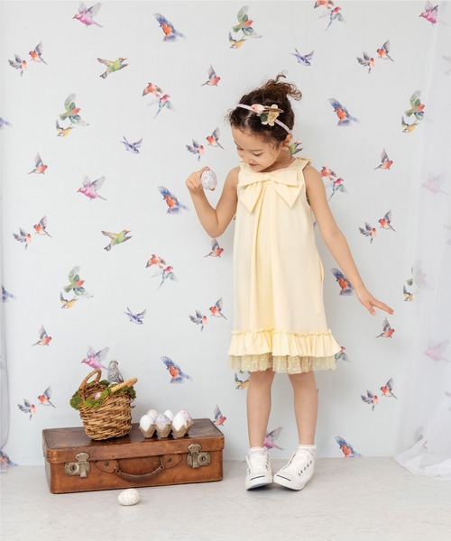 panpantutu(パンパンチュチュ)の「2wayリボンフリルワンピース(110-140cm)(ワンピース・キッズ・イエロー/ネイビー/ピンク・110cm/120cm/130cm/140cm)」の5枚目の写真
