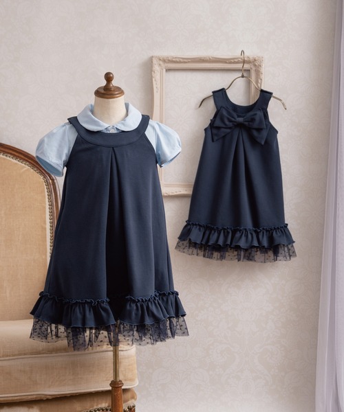 panpantutu(パンパンチュチュ)の「2wayリボンフリルワンピース(110-140cm)(ワンピース・キッズ・イエロー/ネイビー/ピンク・110cm/120cm/130cm/140cm)」の10枚目の写真