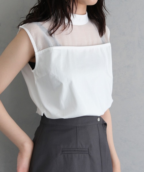&g'aime（アンジェム）の「【&g’aime】合皮パイピングノースリトップス（Tシャツ/カットソー・レディース・ブラック/ホワイト・FREE）」の19枚目の写真