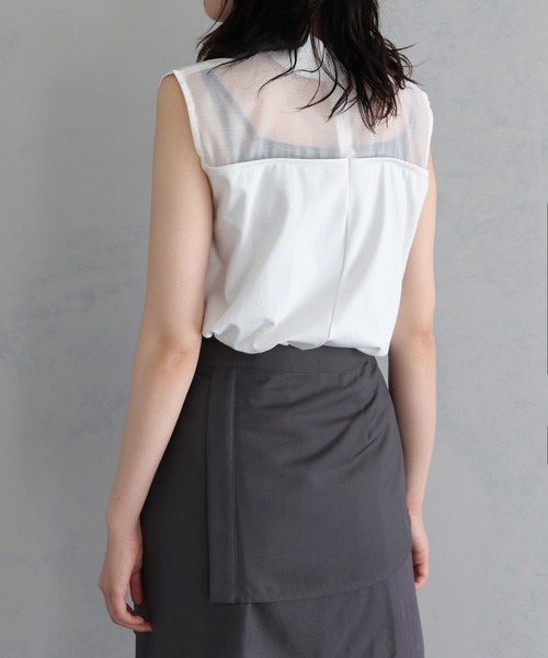 &g'aime（アンジェム）の「【&g’aime】合皮パイピングノースリトップス（Tシャツ/カットソー・レディース・ブラック/ホワイト・FREE）」の22枚目の写真