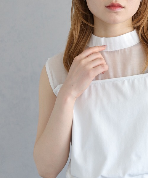&g'aime（アンジェム）の「【&g’aime】合皮パイピングノースリトップス（Tシャツ/カットソー・レディース・ブラック/ホワイト・FREE）」の14枚目の写真