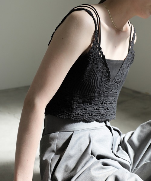 select MOCA(セレクトモカ)の「かぎ針ビスチェ(ベスト・レディース・ブラック/アイボリー・FREE)」の19枚目の写真