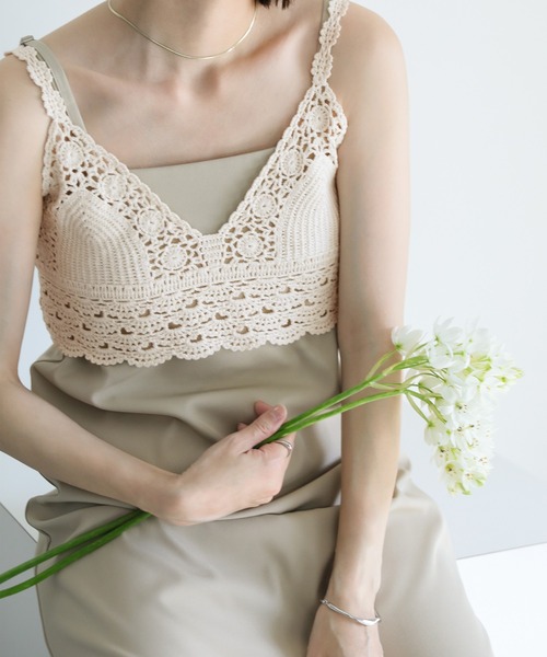 select MOCA(セレクトモカ)の「かぎ針ビスチェ(ベスト・レディース・ブラック/アイボリー・FREE)」の13枚目の写真