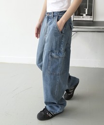 【男女兼用/UNISEX】ユニークポケットカーゴデニムパンツ