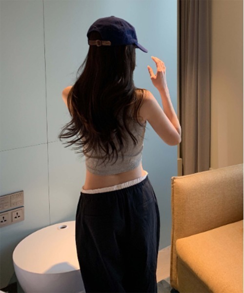 by muni:r（バイ ムニール）の「【お気に入り登録数1.5万突破！】ダブルウエストイージーパンツ（スウェットパンツ・レディース・ブラック/ブラック×ホワイト・FREE）」の5枚目の写真