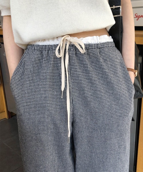 by muni:r（バイ ムニール）の「【お気に入り登録数1.5万突破！】ダブルウエストイージーパンツ（スウェットパンツ・レディース・ブラック/ブラック×ホワイト・FREE）」の10枚目の写真