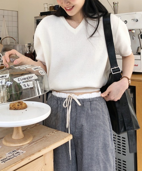 by muni:r（バイ ムニール）の「【お気に入り登録数1.5万突破！】ダブルウエストイージーパンツ（スウェットパンツ・レディース・ブラック/ブラック×ホワイト・FREE）」の9枚目の写真