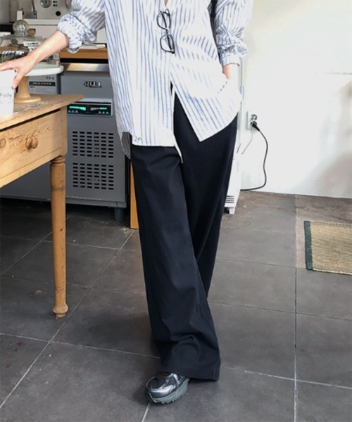 by muni:r（バイ ムニール）の「【お気に入り登録数1.5万突破！】ダブルウエストイージーパンツ（スウェットパンツ・レディース・ブラック/ブラック×ホワイト・FREE）」の21枚目の写真