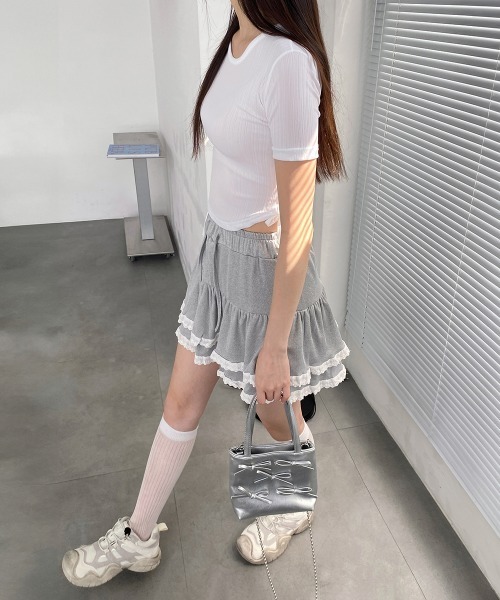 by muni:r(バイ ムニール)の「レースカンカンバンディングミニスカート(スカート・レディース・ブラック/グレー・FREE)」の16枚目の写真